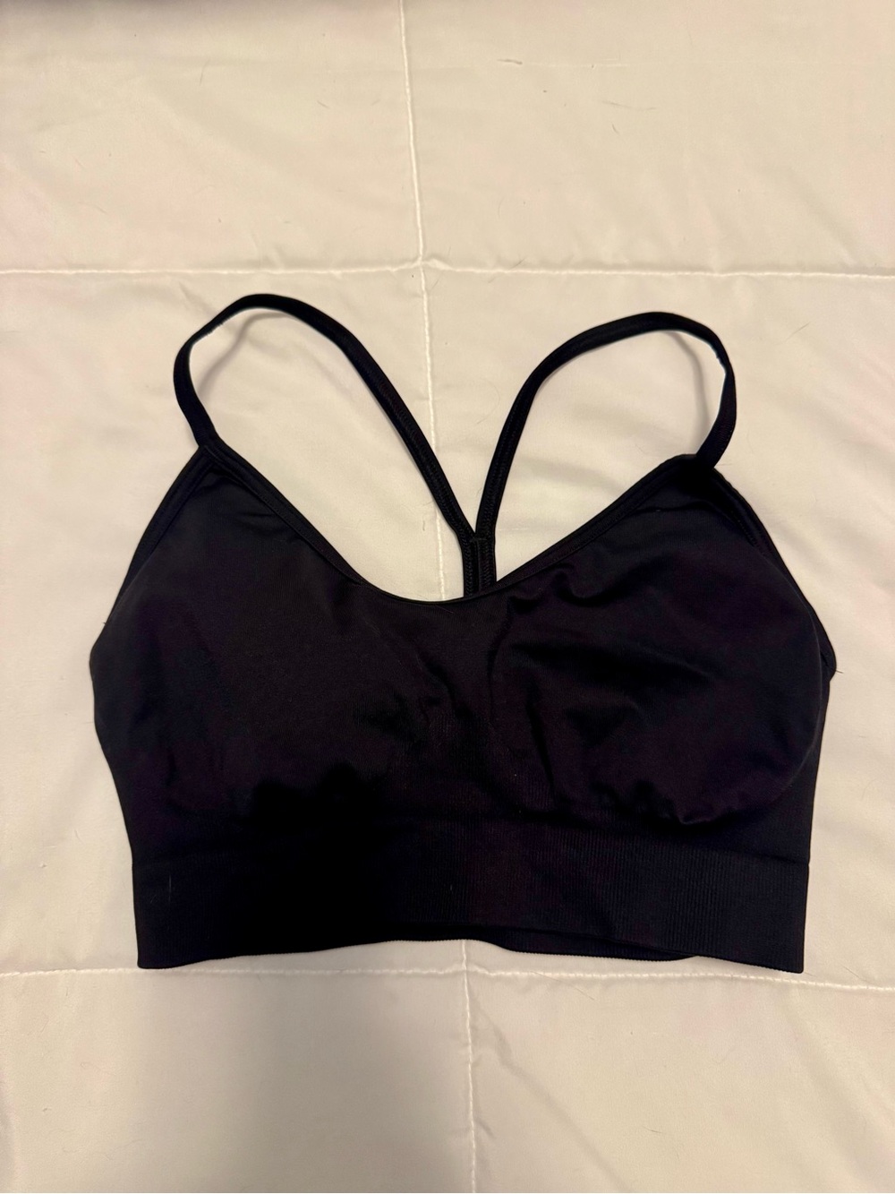 Gymshark Black Seamless V-Back Thin-Strap Sports Bra